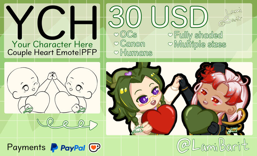 YCH Couple Heart Emote or PFP!